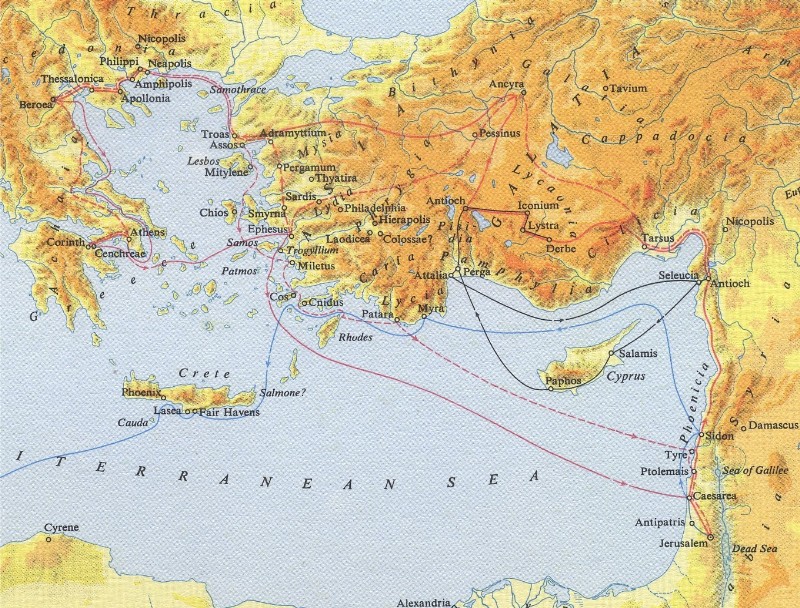 carte du second voyage de Paul